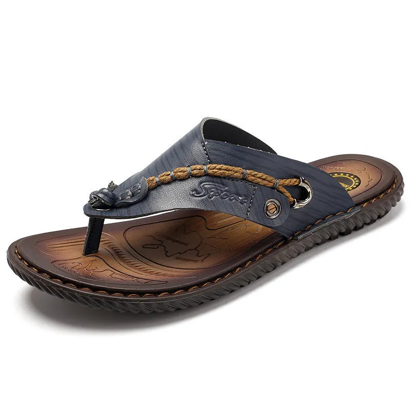 Men's non-slip indoor slippers in four colours with PU leather upper and wear-resistant sole