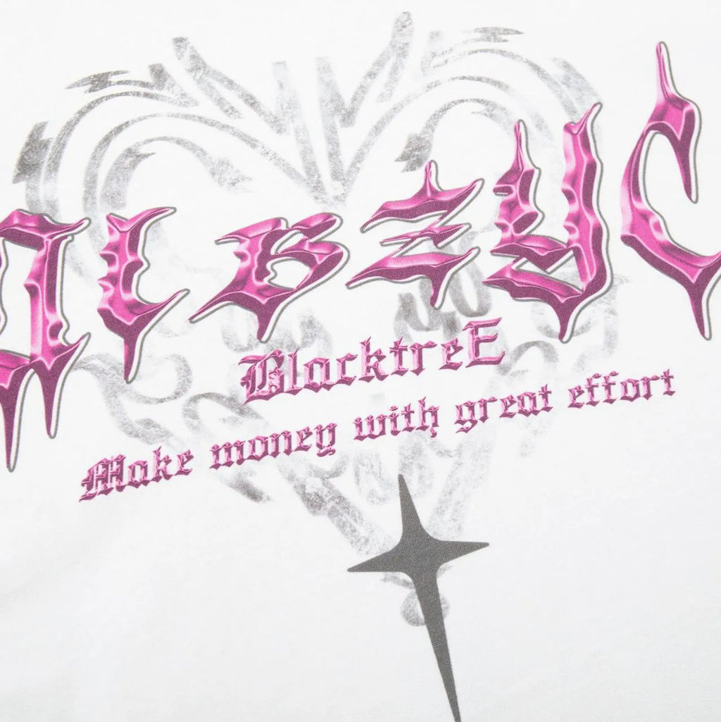 Men's loose fit cotton T-shirt with retro printed design in black or white