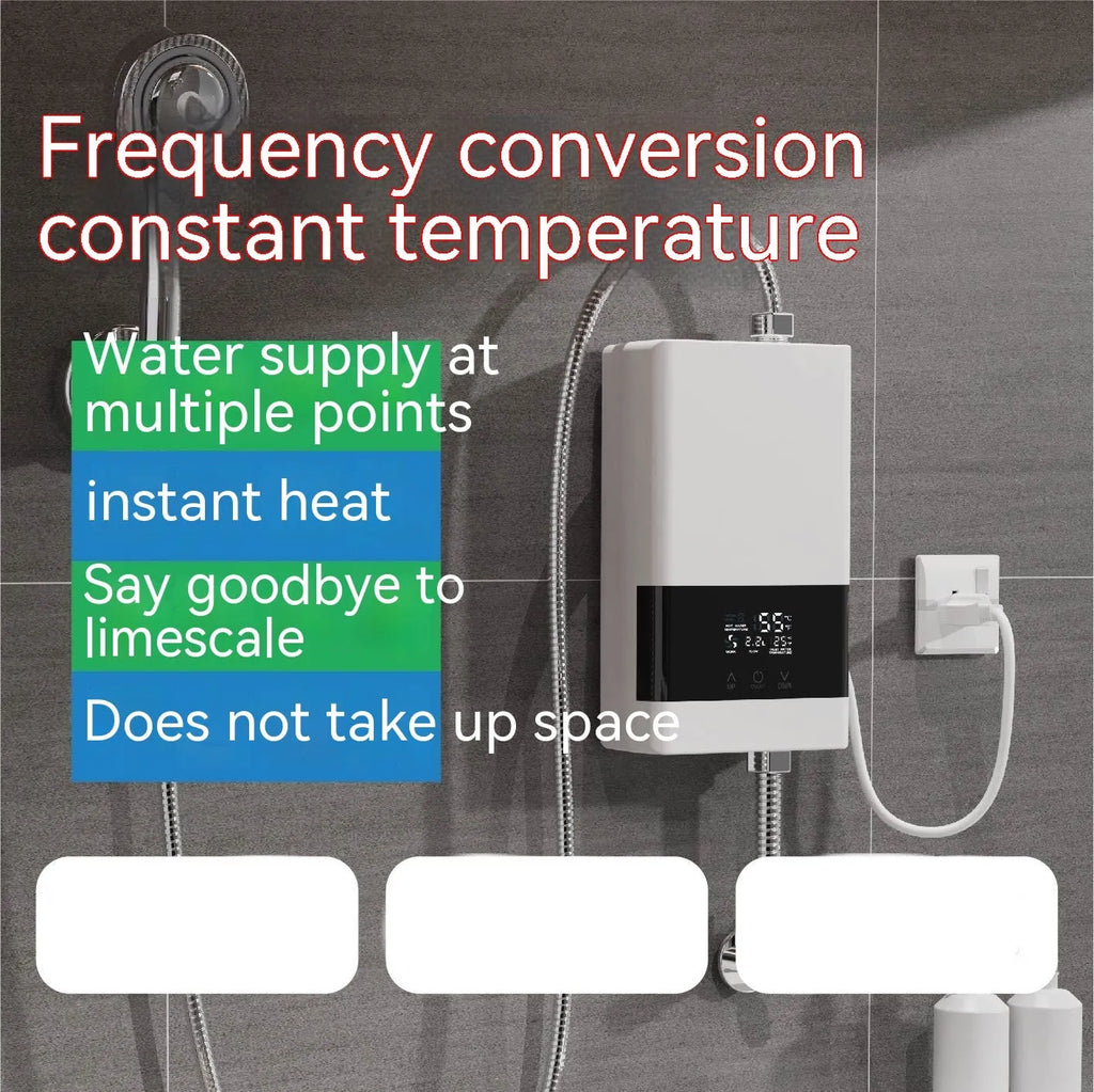 Instant water heater unit with LED touch screen display for kitchen and shower use
