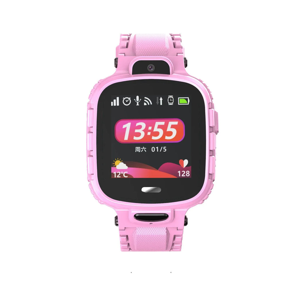 Children's phone watch with 1.44in touch screen, GPS and camera, 35x42x15mm, pink blue black