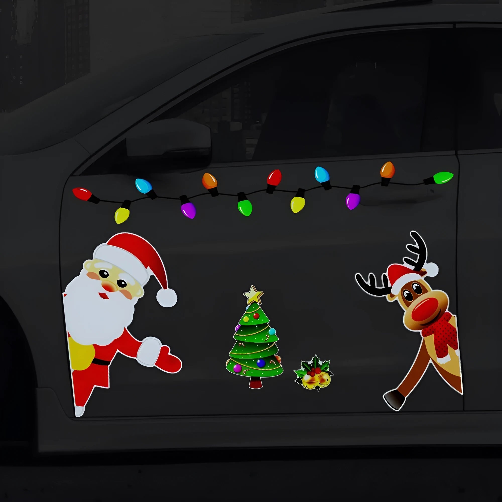 Colourful cartoon elk design on a medium-sized magnetic car decoration sticker.