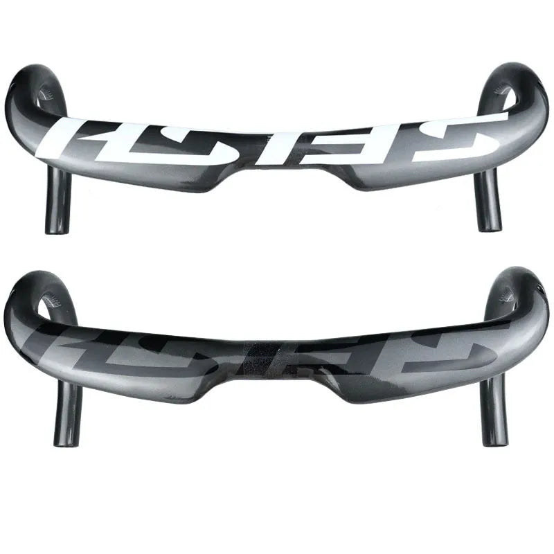 Carbon fibre road bike drop handlebar showing 31.8mm clamp and classic bend.