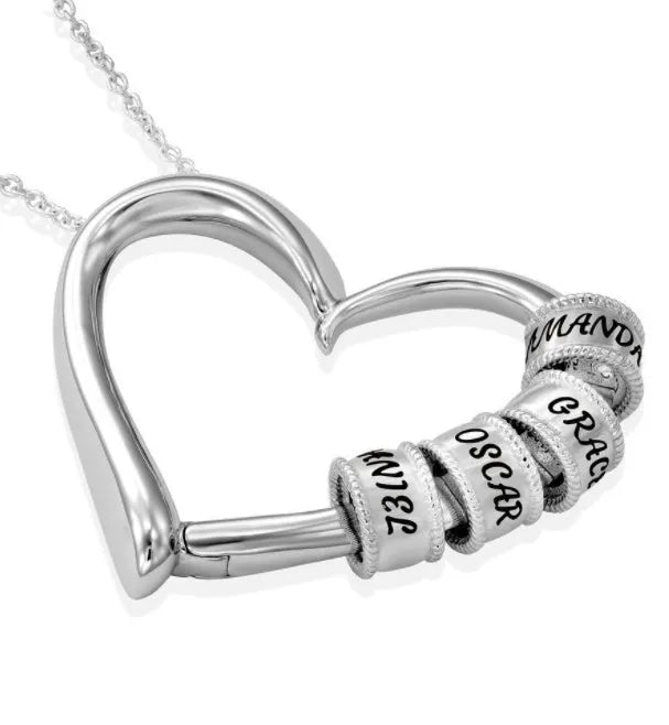 Personalized heart necklace for women with custom name lettering beads, alloy box chain, 51-80cm, silver gold rose gold