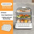 28-litre electric steamer with stainless steel rack and automatic measuring function