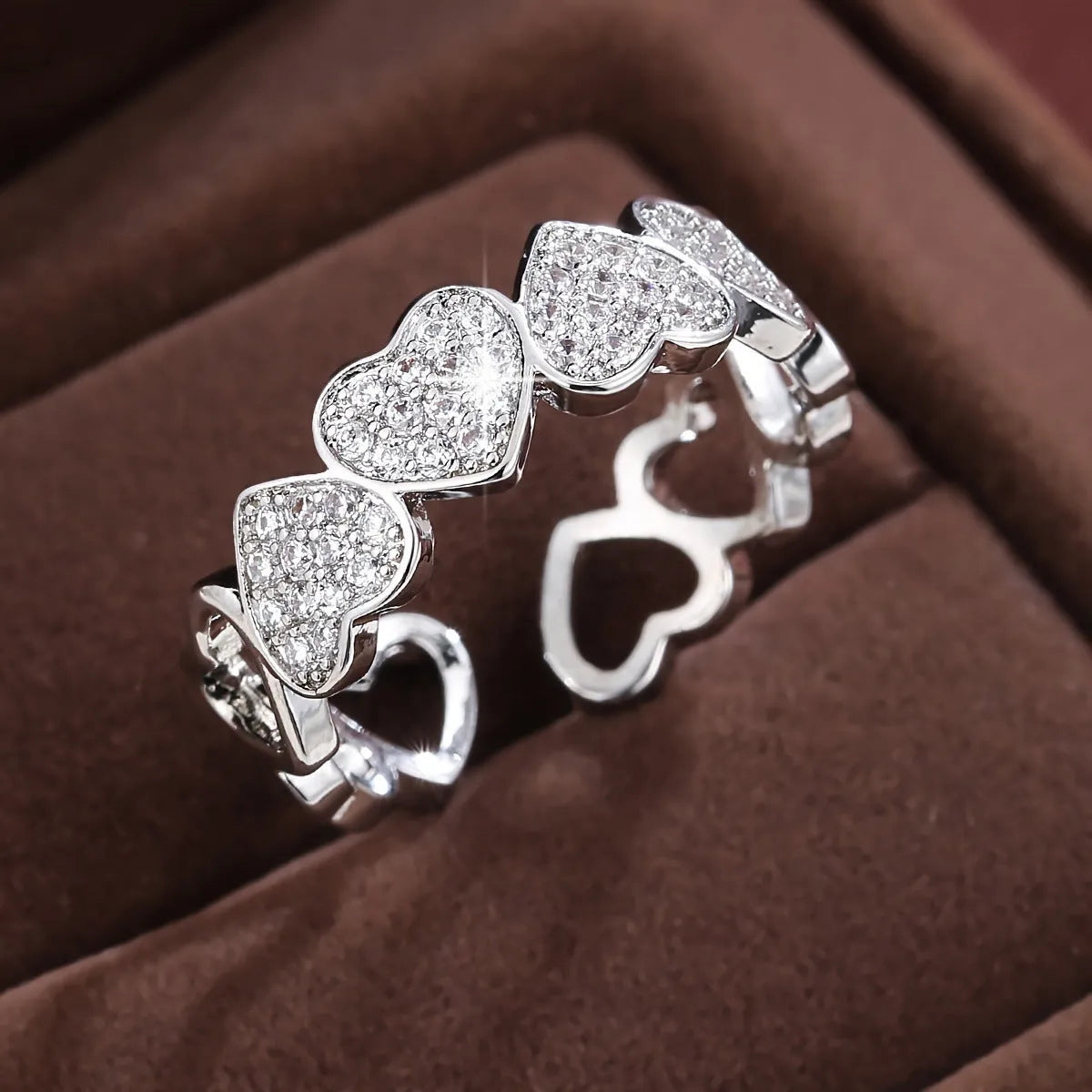Adjustable opening couples ring with love heart geometry design in gold colour