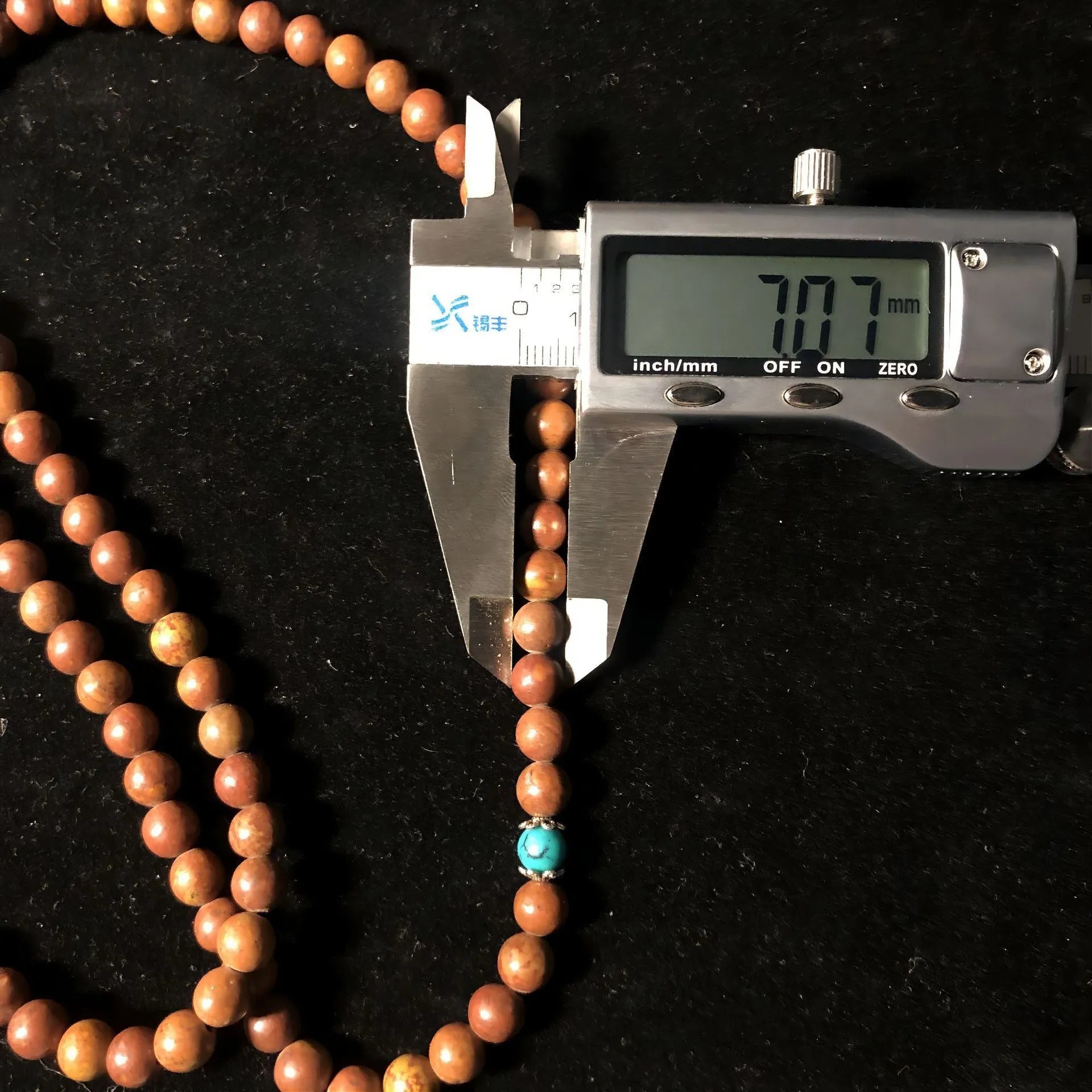108-bead Lvzhu stone bracelet with hand-polished 5-6mm geometric beads