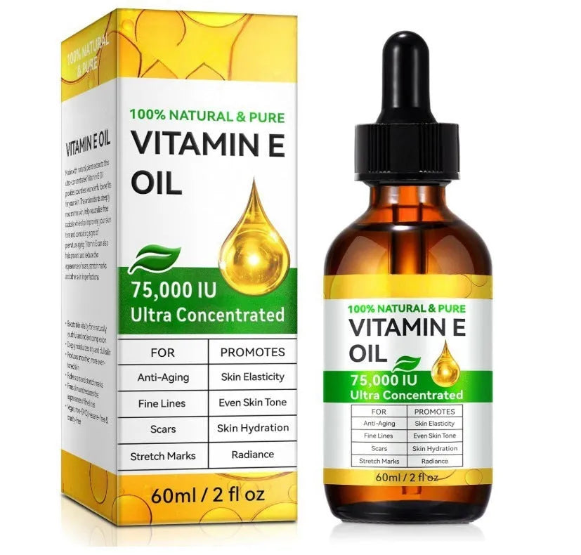 Vitamin E oil 60ml cosmetic skincare oil single bottle for face hair nails body