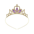 Alloy metal princess crown in gold or silver with colourful diamond decorations