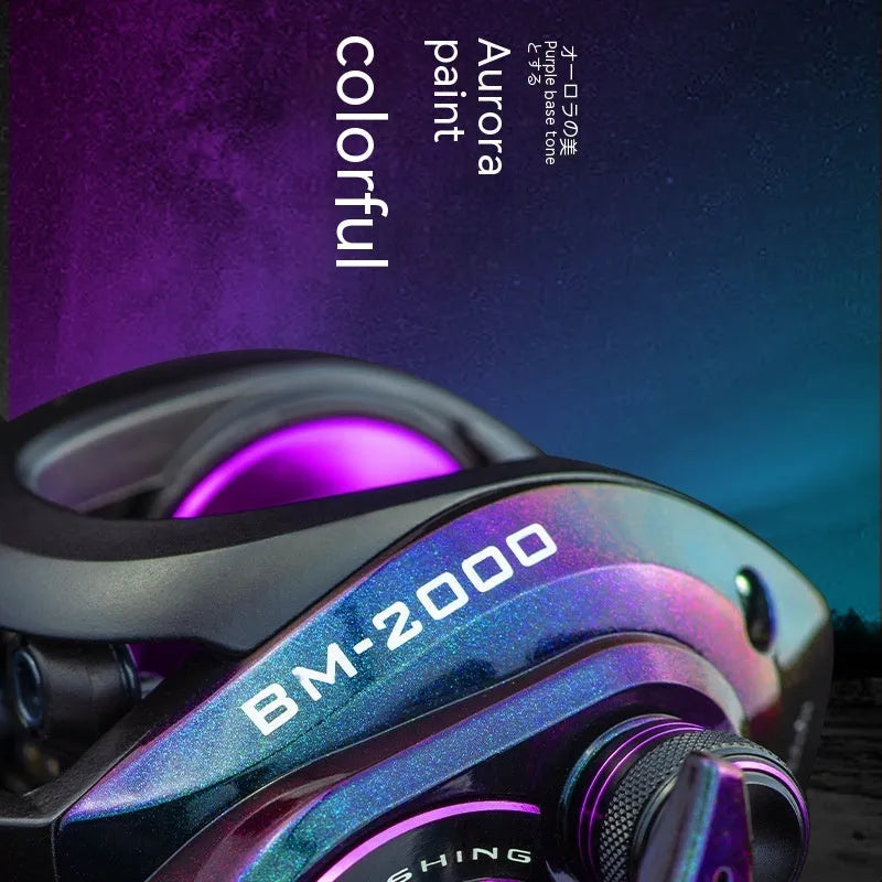 BM2000 fishing reel with magnetic brake and water drop shaped body