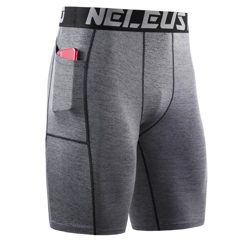 Men's black quick-dry stretch sports shorts made from milk silk polyester fabric for running and fitness.