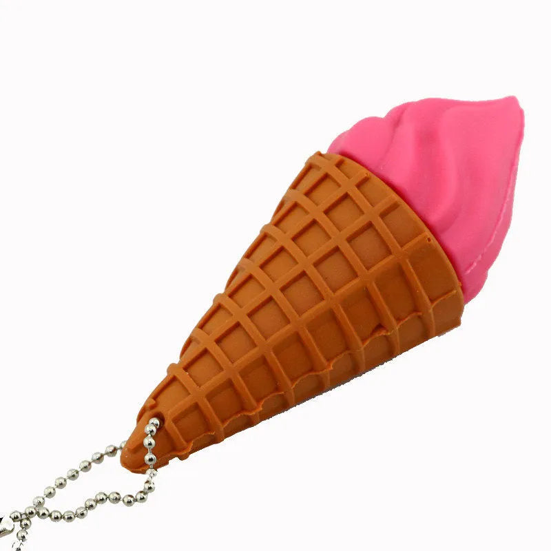 Mini ice cream shaped USB flash drive on a white background.