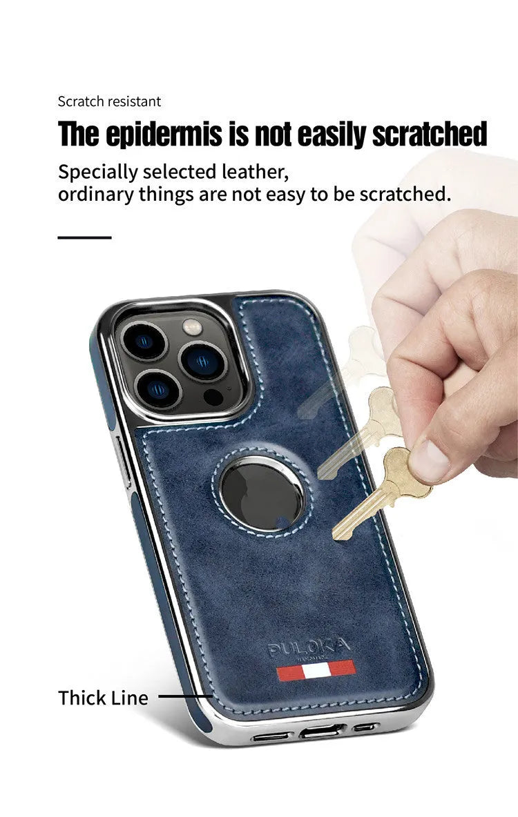 Latest PU leather plating cell phone case for iPhone 13 Pro and iPhone 13 – shockproof, brown business design