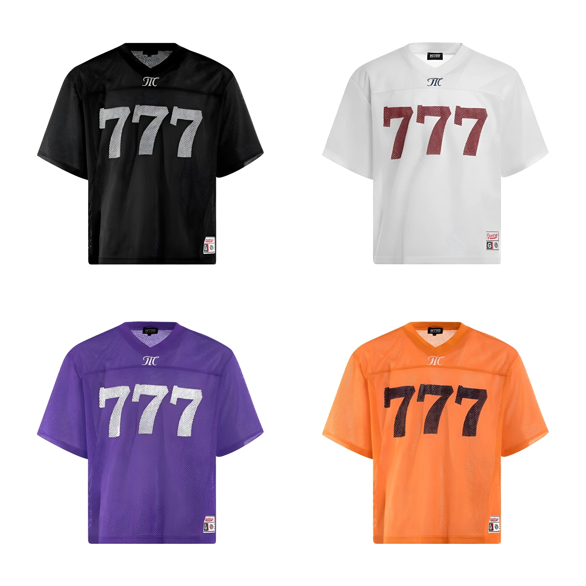 Polyester loose fit retro street style t-shirt in black, white, purple or orange