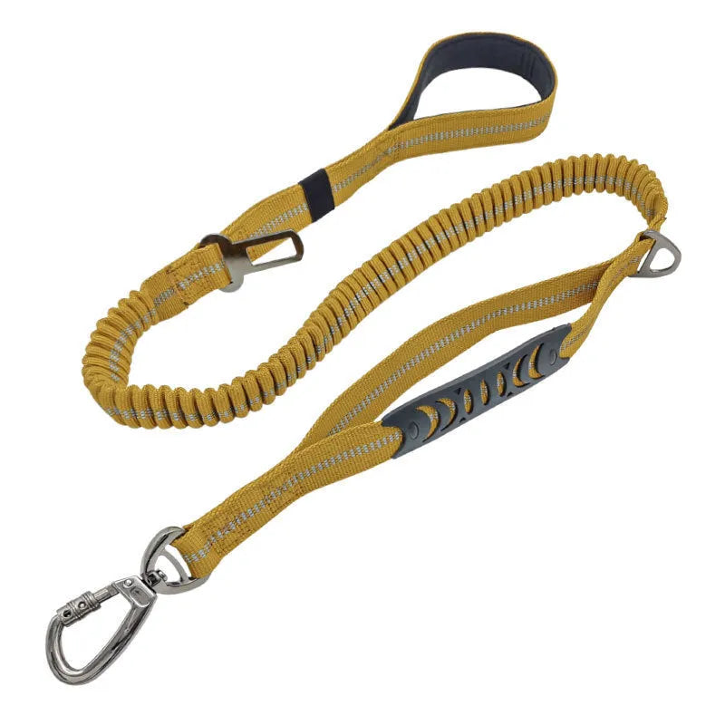 Car traction dog leash with big hook in polyester 2.5x135cm in Army Green colour