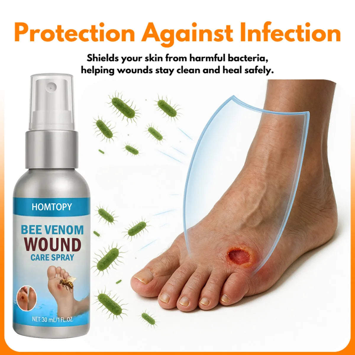 Bee Venom Care Spray 30ml bottle for foot skin care, universal skin type, general use body care spray
