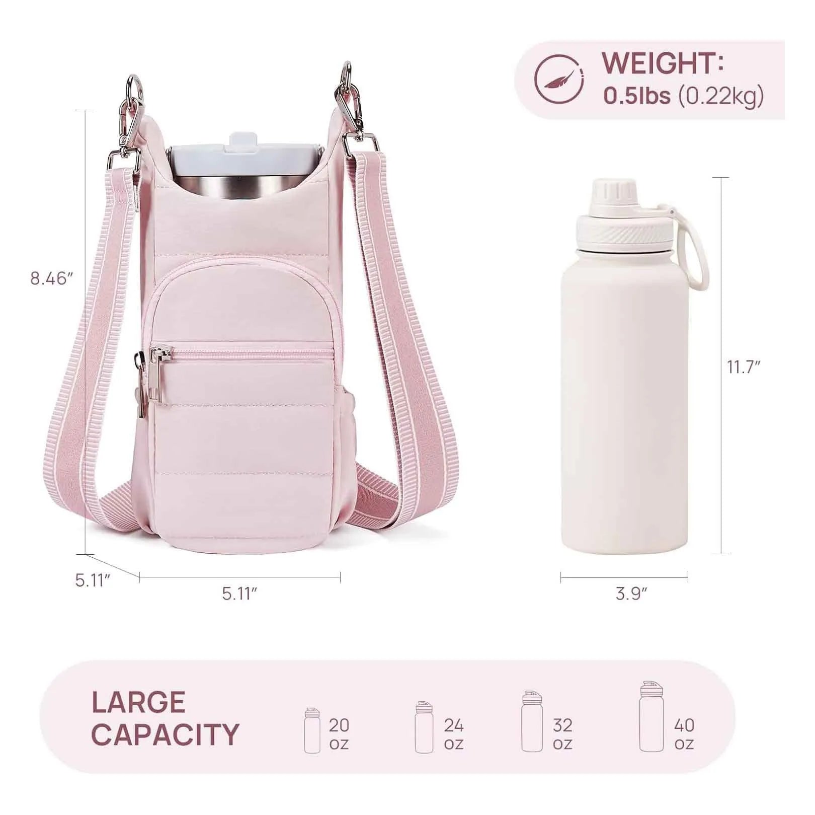 Cloth water bottle bag for mounting on bicycle handlebars in beige colour