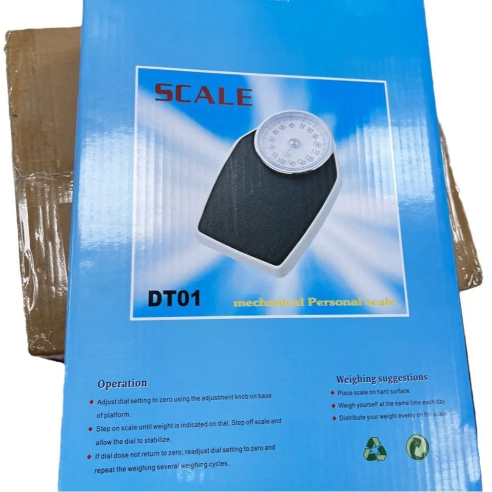 Black mechanical body weight scale with large dial on 47x35cm platform