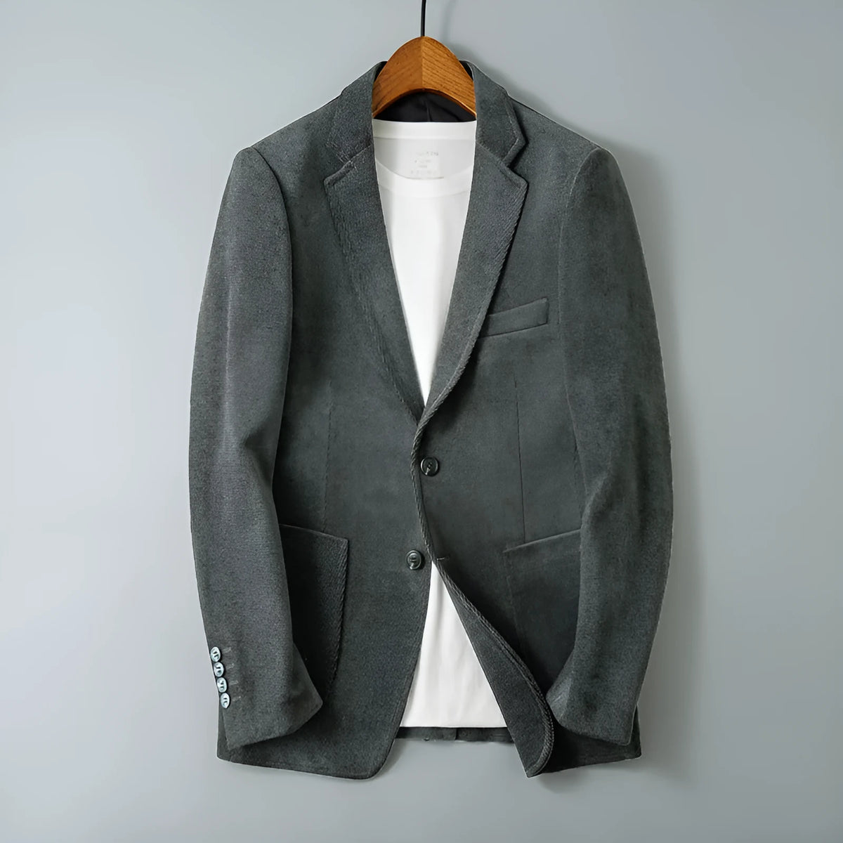 Slim-fit single-breasted Korean style jacket in khaki with straight hem and long sleeves