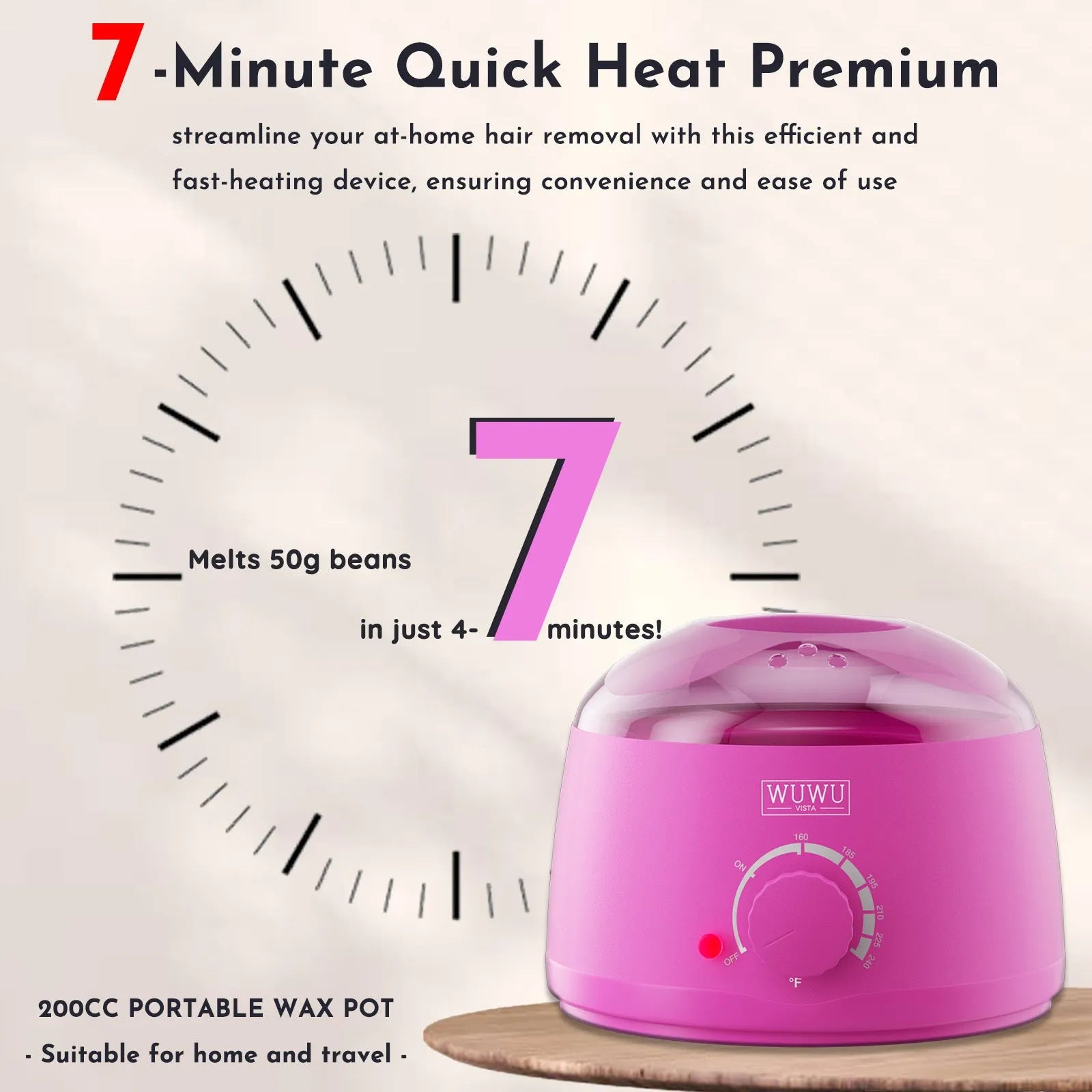 27-piece hair removal wax kit showing four coloured wax beads, wax warmer machine, and applicator sticks