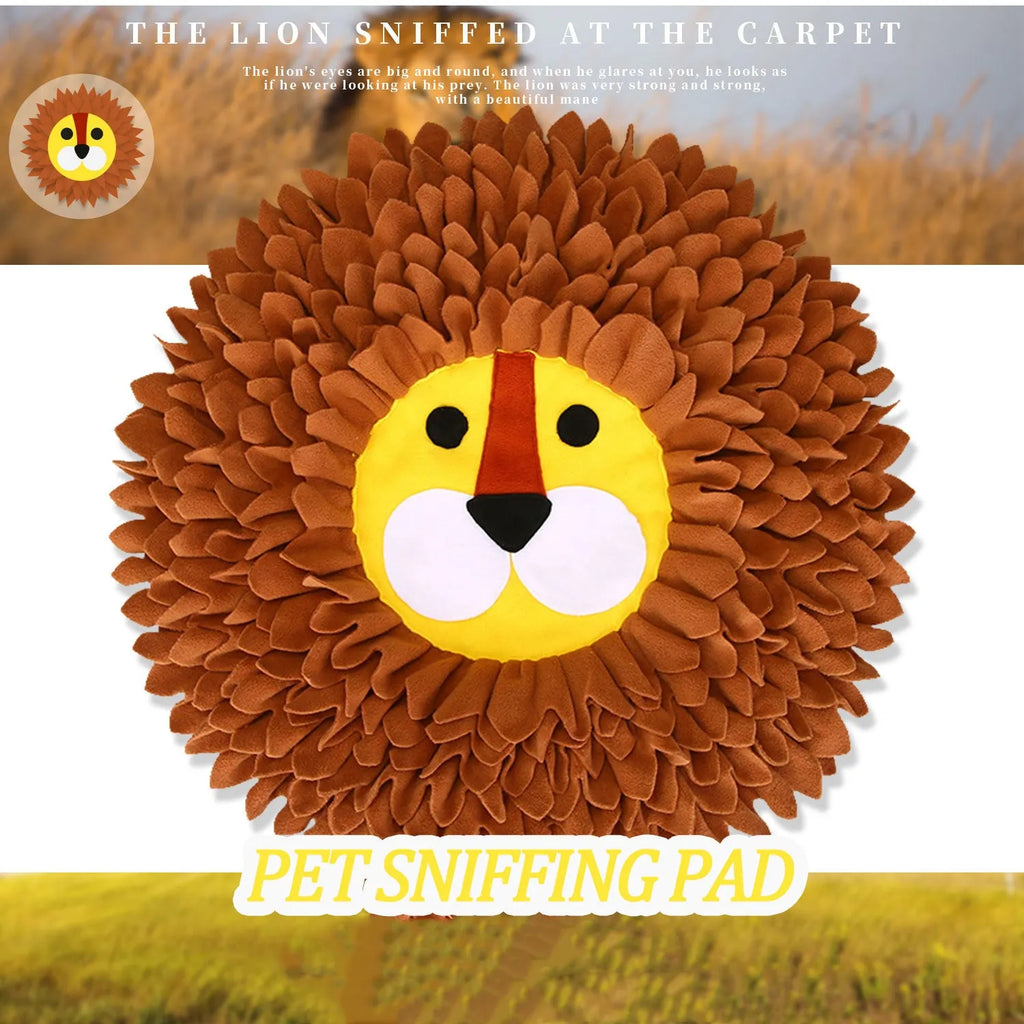 Brown Lion Sniffing Pad dog and cat puzzle blanket for hiding food treats.