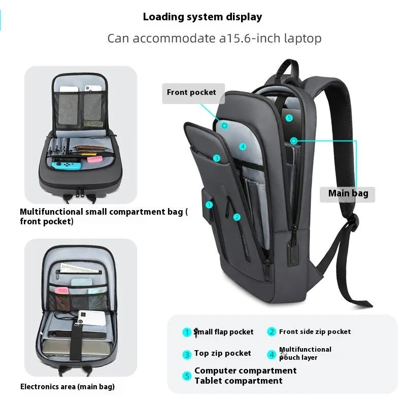 Men's Oxford cloth backpack in lightweight cross-border fashion style with sewing line detailing