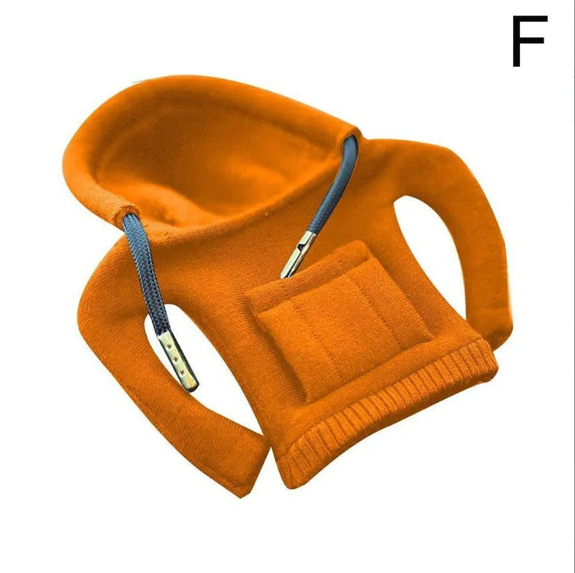Cloth car gear shift knob cover in various colours showing its 13cm by 8cm size