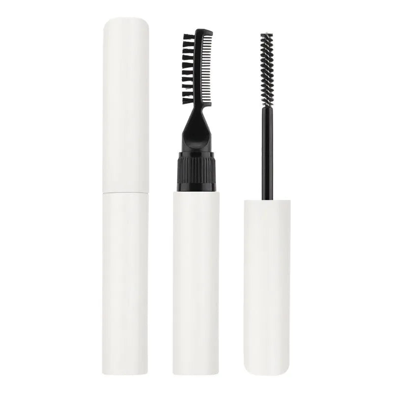 Pink and white eyebrow glue tube with applicator brush for natural wild brow styling.