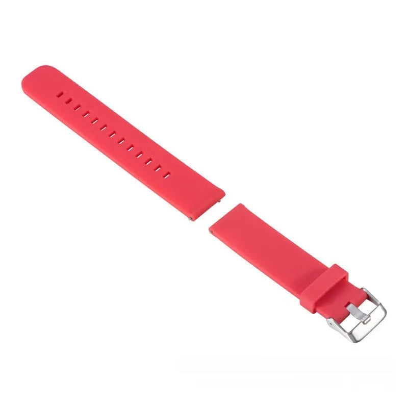 Solid colour silicone replacement strap for Garmin Forerunner 245 watch in seven colour options