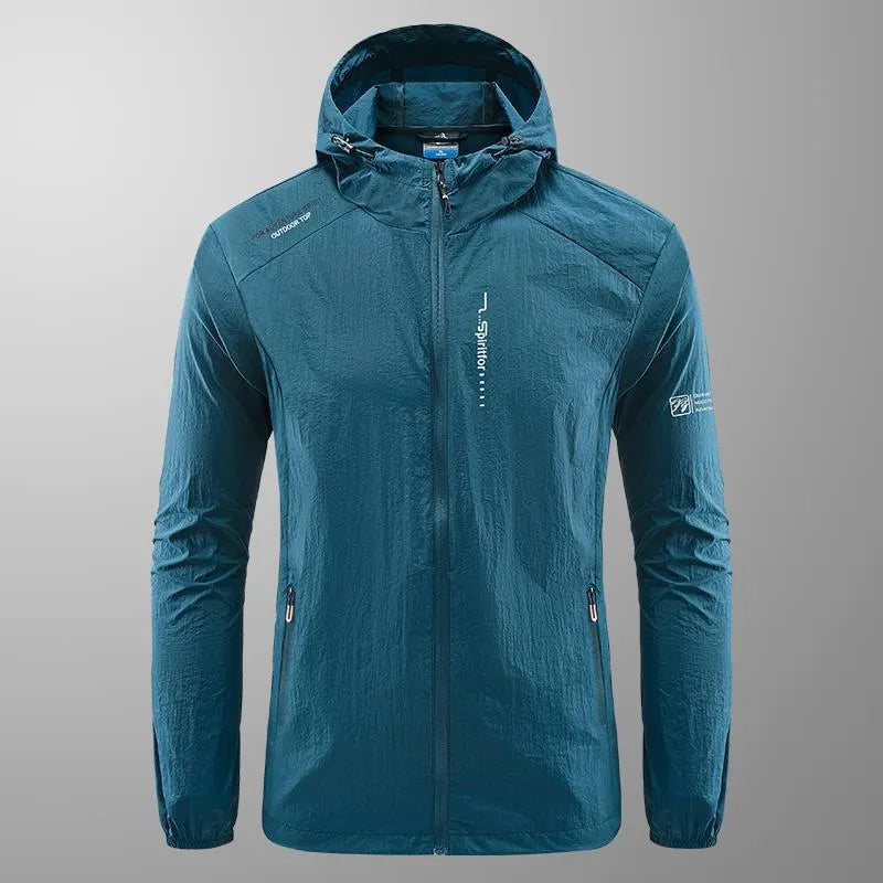 Men's lightweight hooded summer jacket in nylon fabric, loose fit design