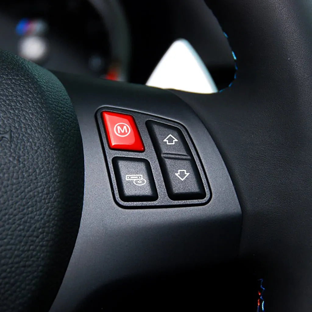 A pair of red M1 and M2 buttons for BMW F30 F34 steering wheel modification