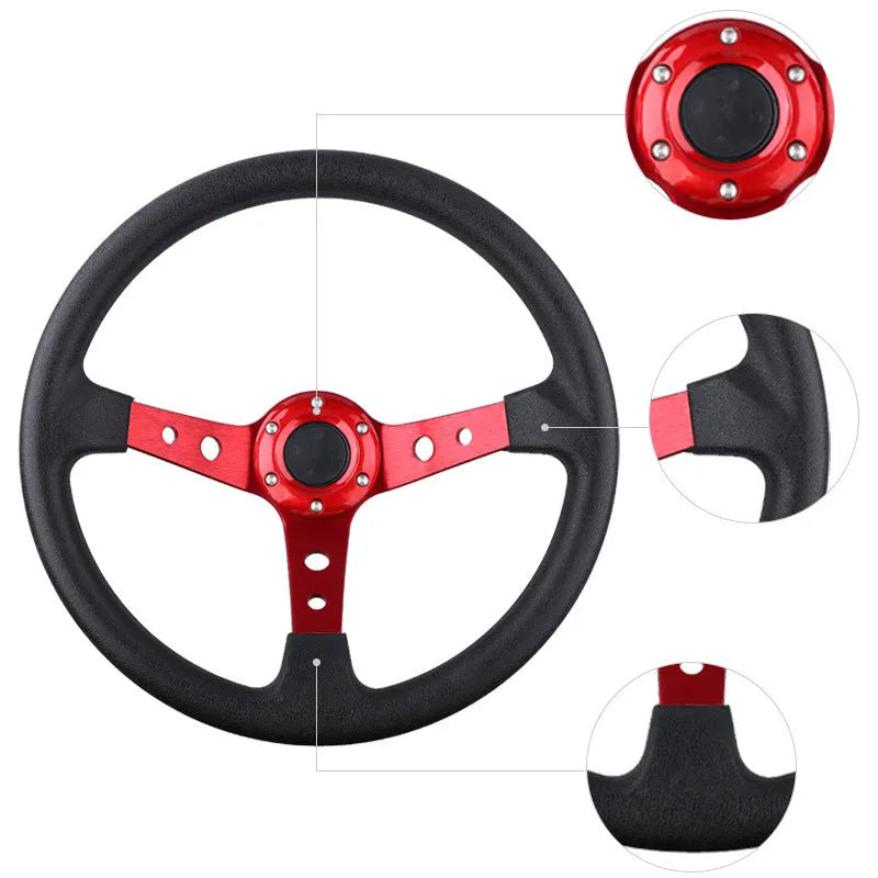 General car modified PU steering wheel in black for 70mm hole spacing fit