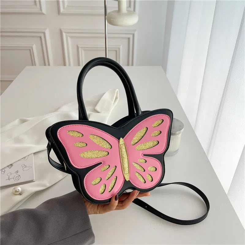Small square PU leather crossbody bag with contrast detailing in black, blue, pink, or white