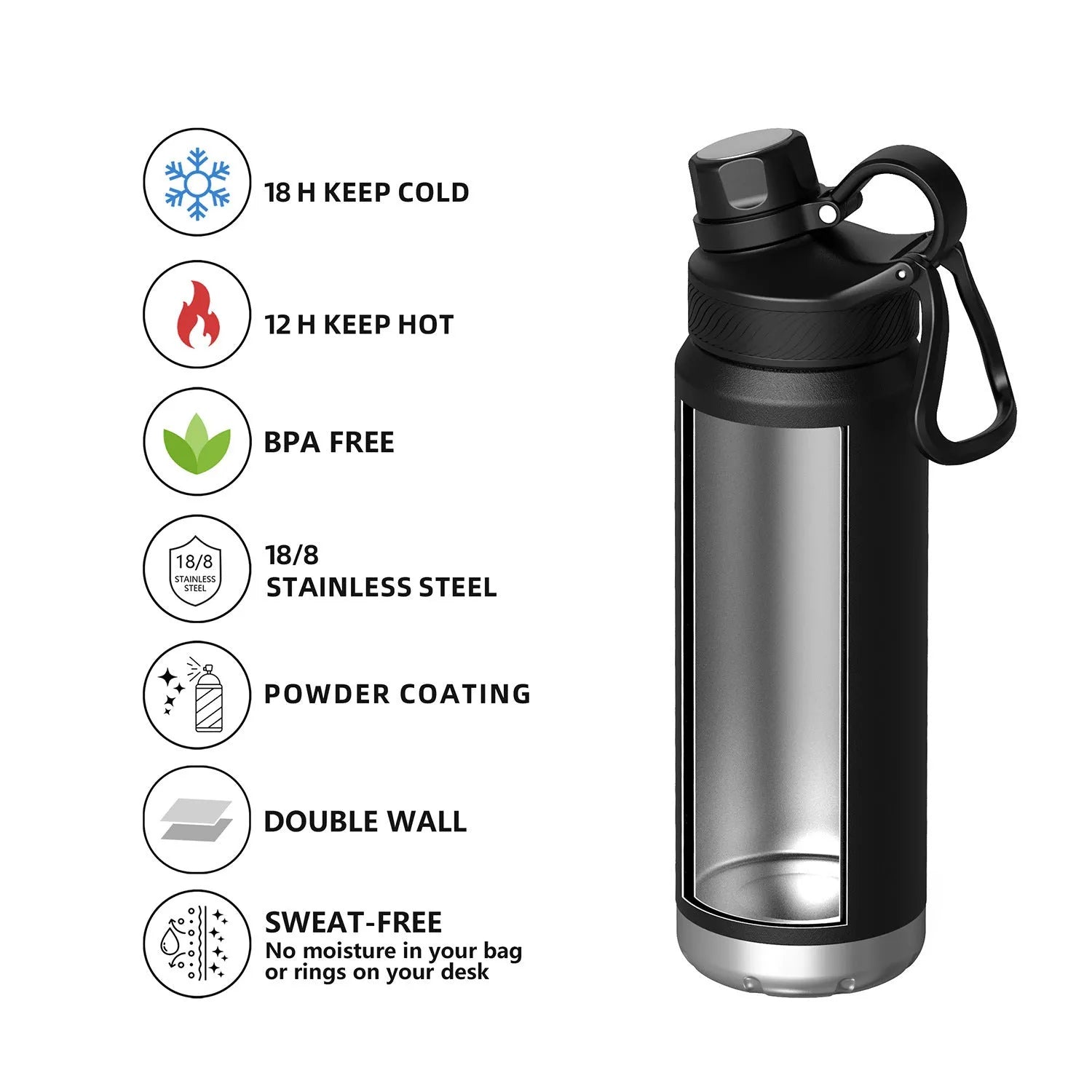 Double-layer stainless steel outdoor vacuum mug 24oz 700ml in light blue with modern simplicity design