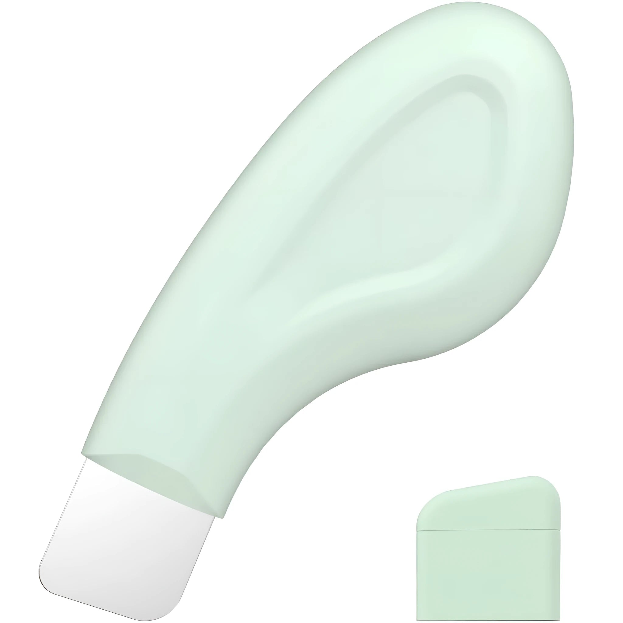 Green stainless steel pore scraper facial tool with a non-slip handle for blackhead removal