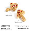 Mushroom titanium steel earrings with inlaid zircon and geometric shape in colour JDE0303001