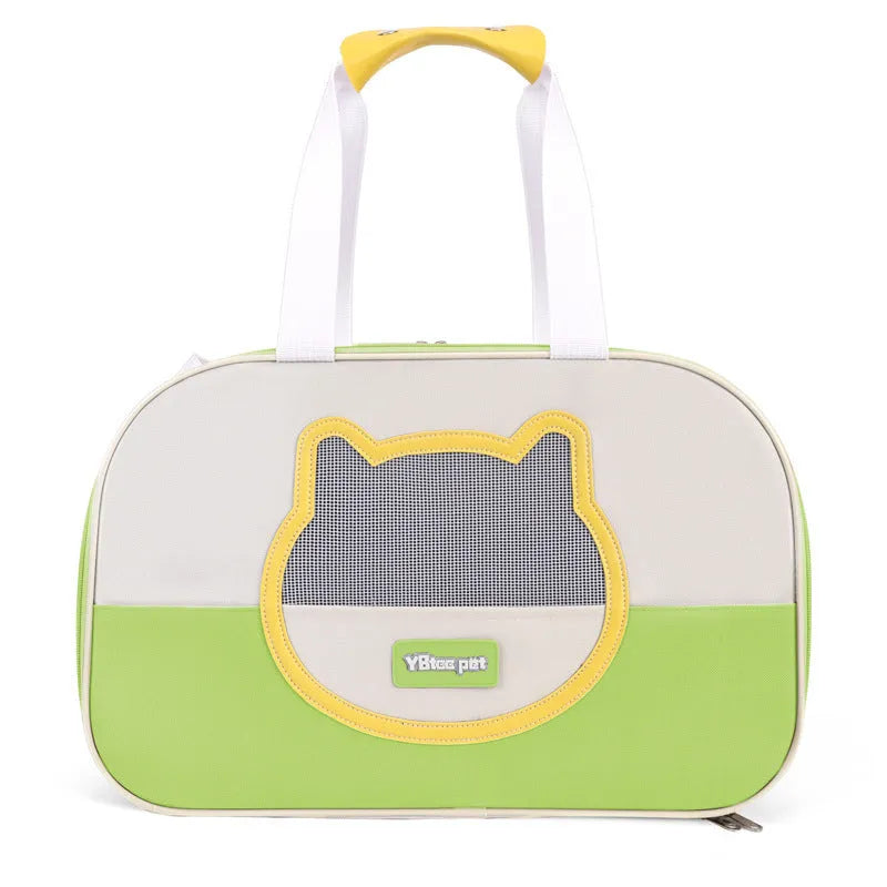 Large capacity foldable cat backpack in Oxford cloth, shown in blue colour variant.