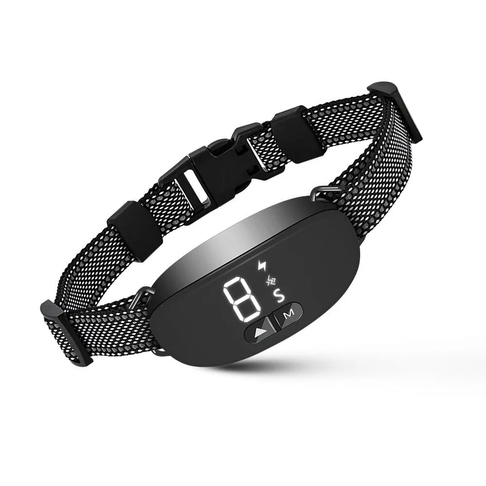 Plastic dog barking prevention collar in black, orange, and white, single pet collar for training use