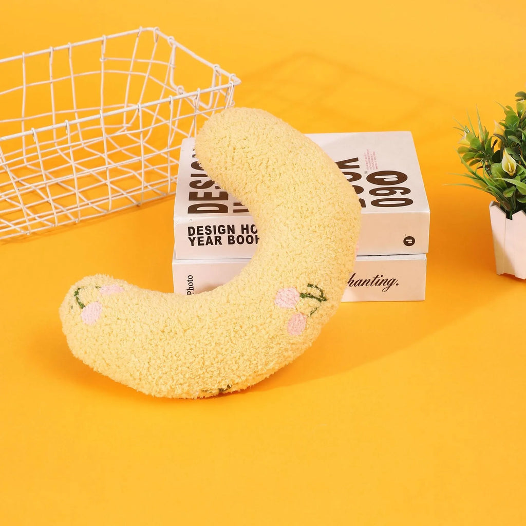 Cartoon pattern U-shaped half moon pet pillow in blue, pink, white or yellow colours