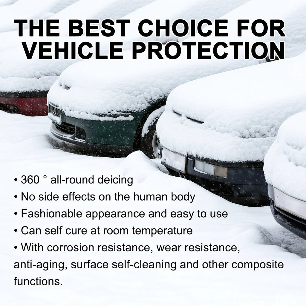 Car snow brush with hydrophobic nano coating, white PE brush measuring 5x9x14 cm.