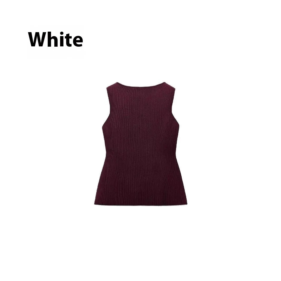 Women's dark red slim fit viscose vest cardigan with 3D textured pattern