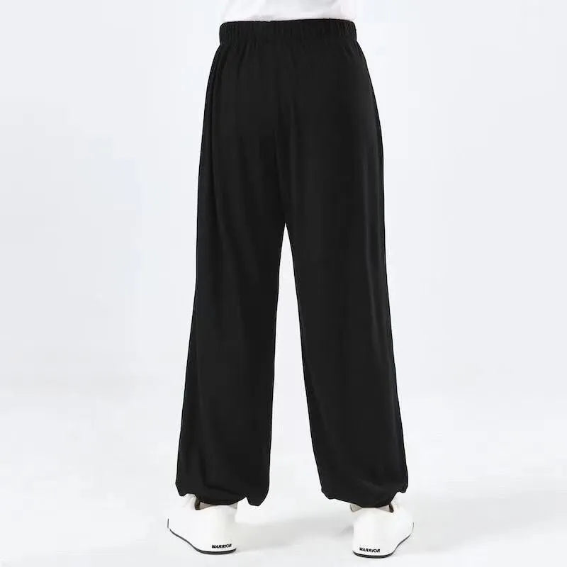 Children's black high-elasticity Sanda practice pants made from Lycra for martial arts training