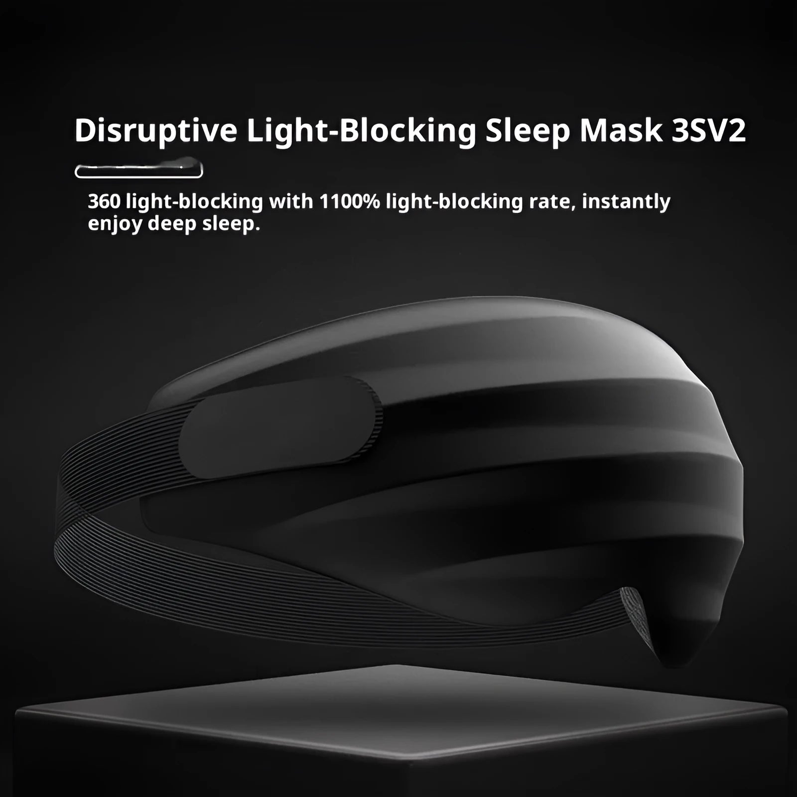 3D three-dimensional shading eye mask in black nylon polyurethane for sleep and eye fatigue relief