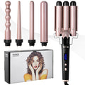 Rose gold tube replacement hair curler with LCD screen display and five styling functions