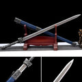 Tang-style long sword, 102cm, unsharpened manganese steel blade, solid wood leather scabbard, alloy fittings, 1.6kg