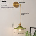 Retro brass wall lamp with Lotus-shaped glass shade in choice of six colours, 22cm diameter.