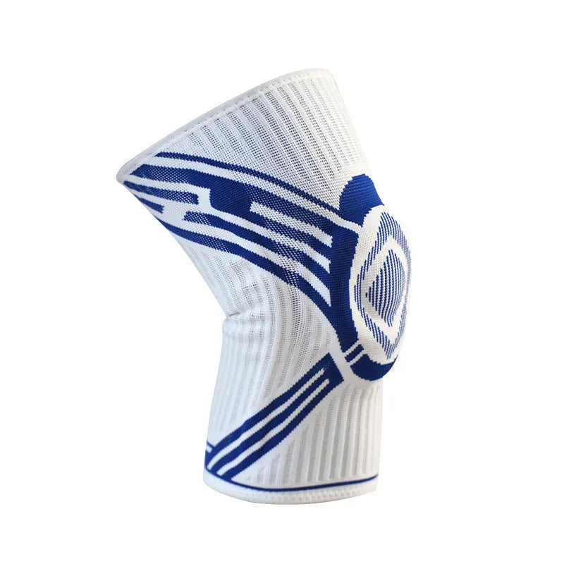 Blue cotton knee pad with high elasticity for adult sports protection
