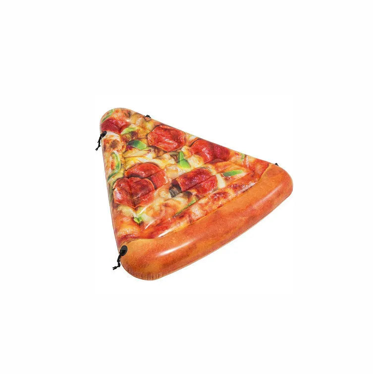 Inflatable pizza surfboard float with colourful design, dimensions 175cm by 145cm