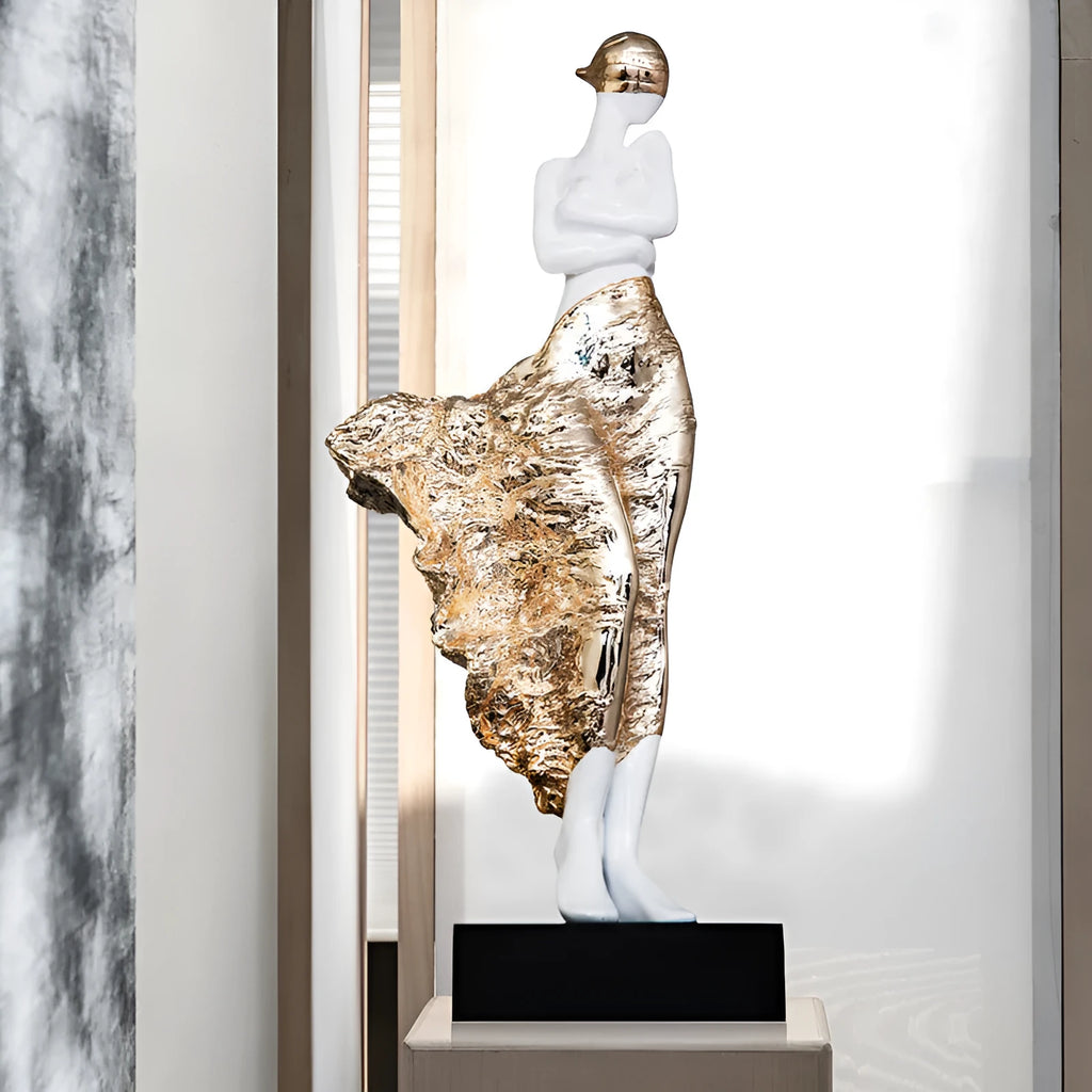 48cm tall sculptured characters ornament in rose gold or silver metallic finish