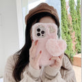 Winter plush solid colour back cover for iPhone 11 in pink