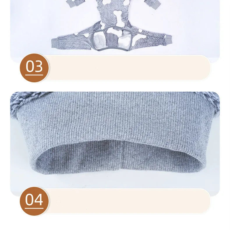 Flannel winter dog pyjamas in bone grey or starry pink, Europe and America style, sizes XS to XXXL